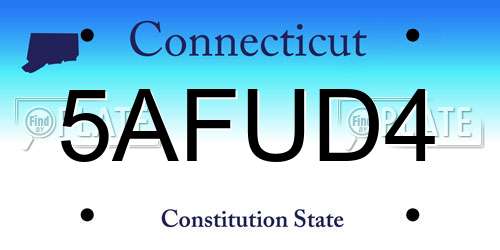 5AFUD4 Connecticut License Plate