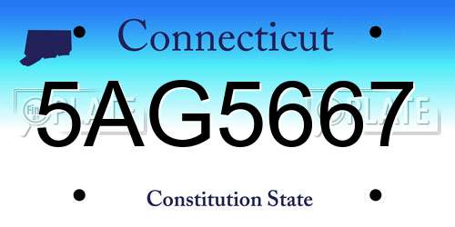 5AG5667 Connecticut License Plate