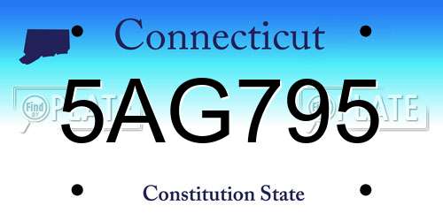 5AG795 Connecticut License Plate