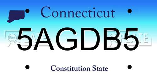 5AGDB5 Connecticut License Plate