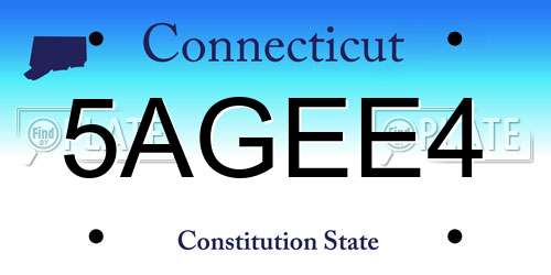 5AGEE4 Connecticut License Plate