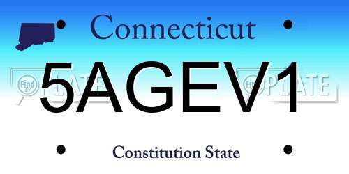 5AGEV1 Connecticut License Plate