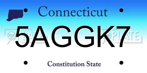 5AGGK7 Connecticut License Plate