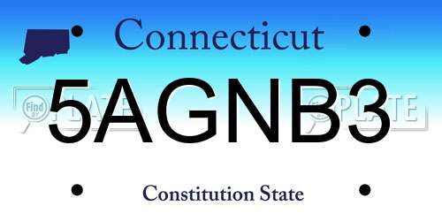5AGNB3 Connecticut License Plate