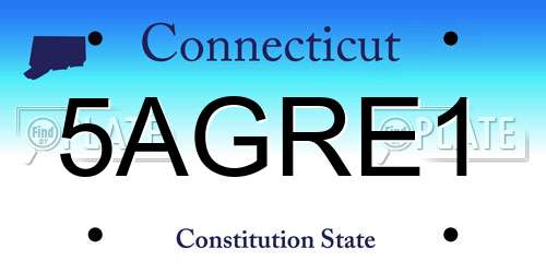 5AGRE1 Connecticut License Plate