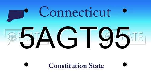 5AGT95 Connecticut License Plate