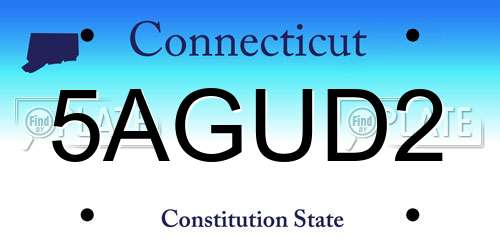 5AGUD2 Connecticut License Plate