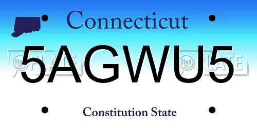 5AGWU5 Connecticut License Plate