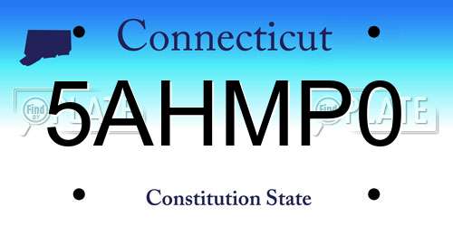 5AHMP0 Connecticut License Plate