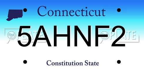 5AHNF2 Connecticut License Plate