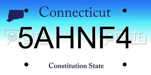 5AHNF4 Connecticut License Plate