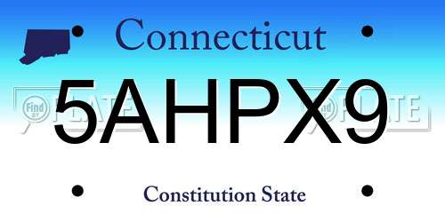 5AHPX9 Connecticut License Plate