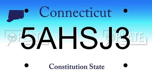 5AHSJ3 Connecticut License Plate