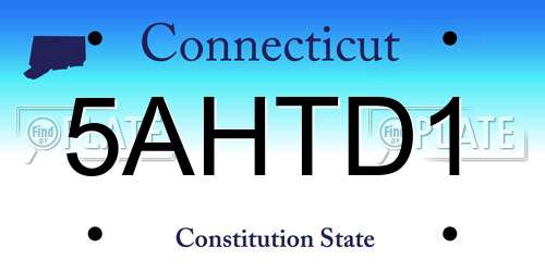 5AHTD1 Connecticut License Plate