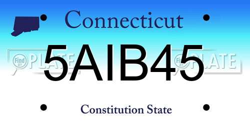 5AIB45 Connecticut License Plate