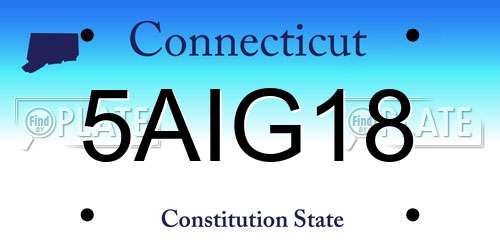 5AIG18 Connecticut License Plate
