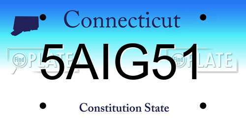 5AIG51 Connecticut License Plate