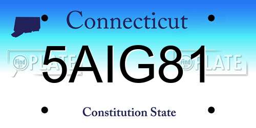 5AIG81 Connecticut License Plate