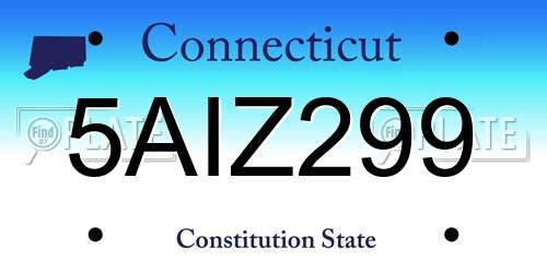 5AIZ299 Connecticut License Plate