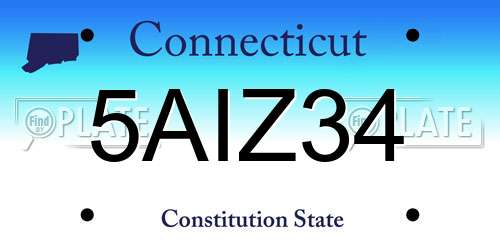5AIZ34 Connecticut License Plate