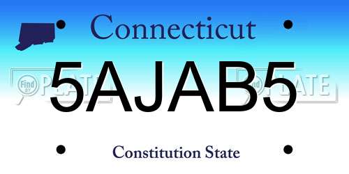 5AJAB5 Connecticut License Plate