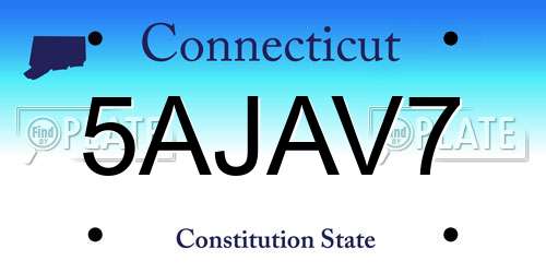 5AJAV7 Connecticut License Plate