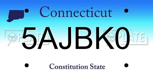 5AJBK0 Connecticut License Plate