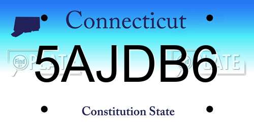 5AJDB6 Connecticut License Plate