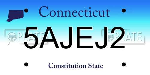 5AJEJ2 Connecticut License Plate