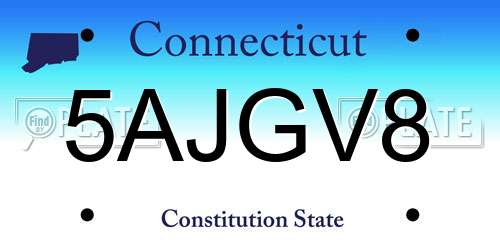 5AJGV8 Connecticut License Plate