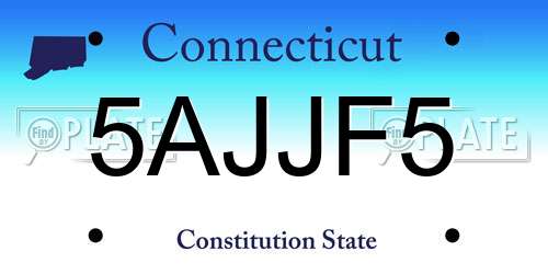 5AJJF5 Connecticut License Plate