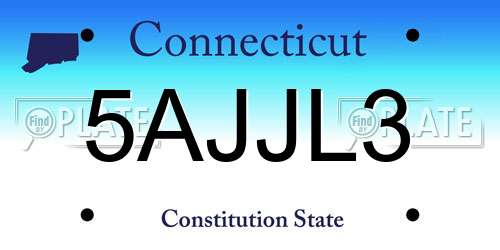 5AJJL3 Connecticut License Plate