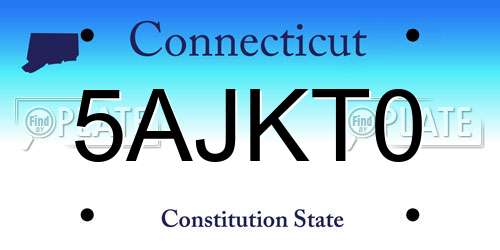 5AJKT0 Connecticut License Plate