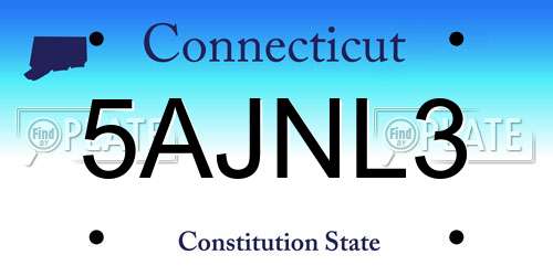5AJNL3 Connecticut License Plate