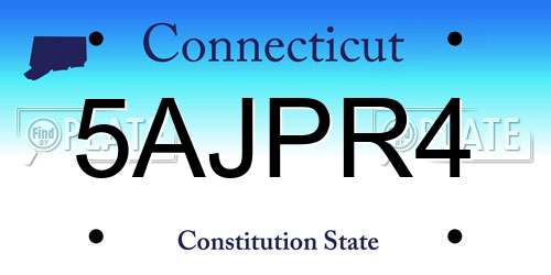 5AJPR4 Connecticut License Plate