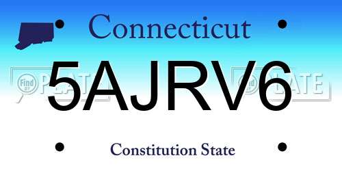 5AJRV6 Connecticut License Plate