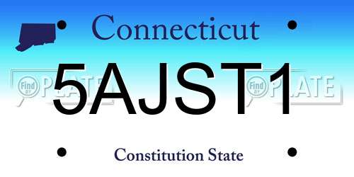 5AJST1 Connecticut License Plate