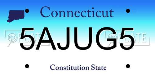 5AJUG5 Connecticut License Plate