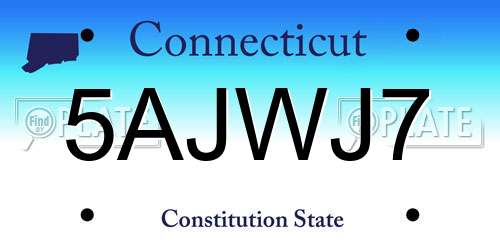 5AJWJ7 Connecticut License Plate