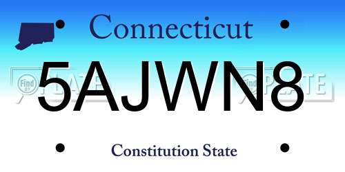 5AJWN8 Connecticut License Plate