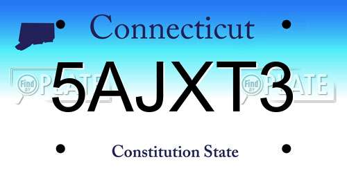 5AJXT3 Connecticut License Plate