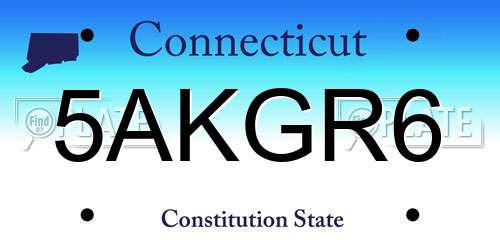 5AKGR6 Connecticut License Plate