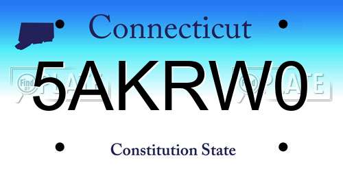 5AKRW0 Connecticut License Plate