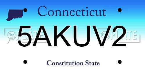 5AKUV2 Connecticut License Plate