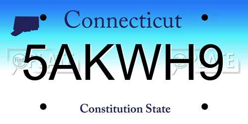 5AKWH9 Connecticut License Plate