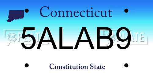 5ALAB9 Connecticut License Plate