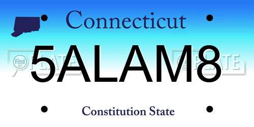 5ALAM8 Connecticut License Plate