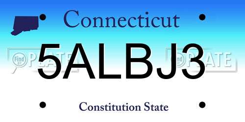 5ALBJ3 Connecticut License Plate