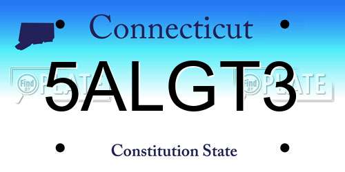 5ALGT3 Connecticut License Plate