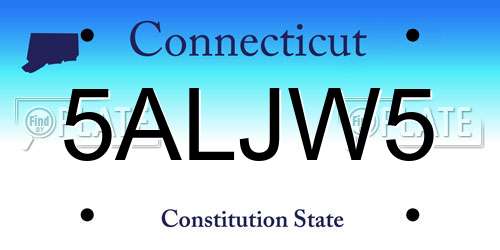 5ALJW5 Connecticut License Plate